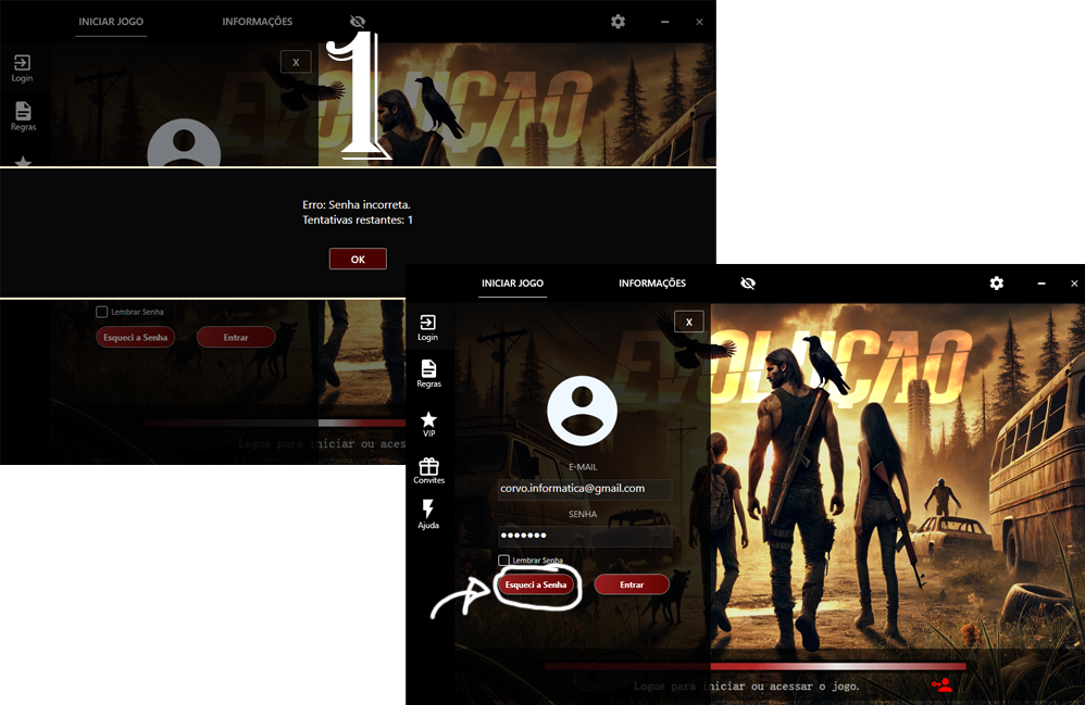 Botão Esqueci a Senha